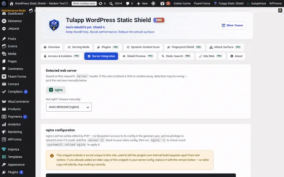 Server Integration tab (static preview)
